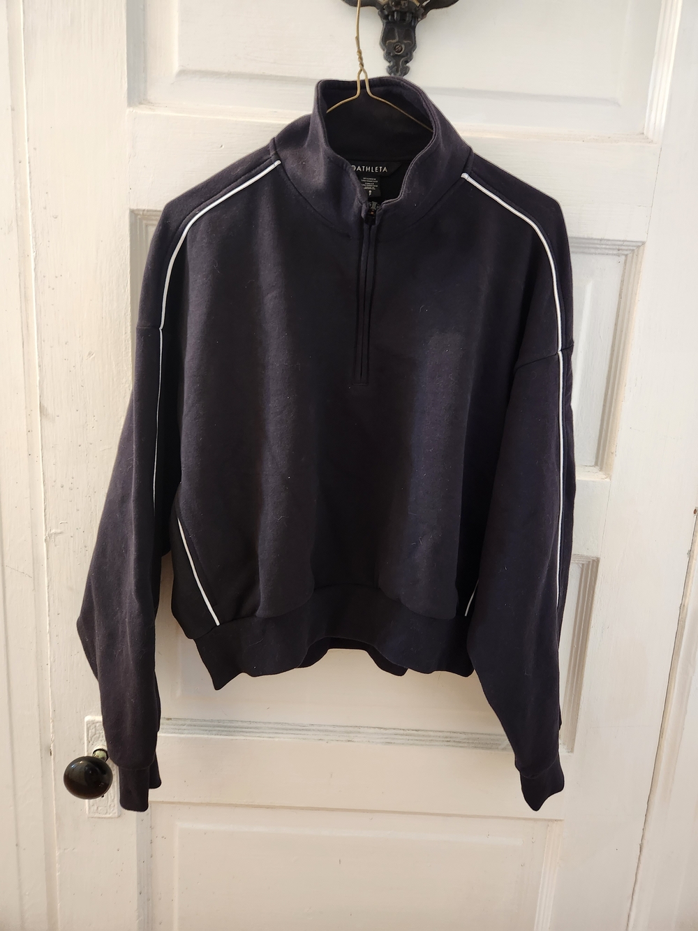 Athleta Womans Black Quarter-Zip Pullover Sweater